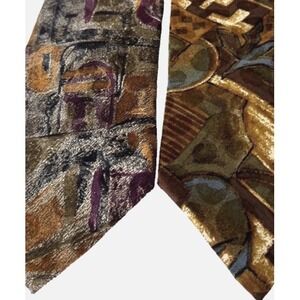 VTG Guy LaRoche Men Set Bundle Lot of 2 Silk Ties Abstract Gold Green Purple 80s
